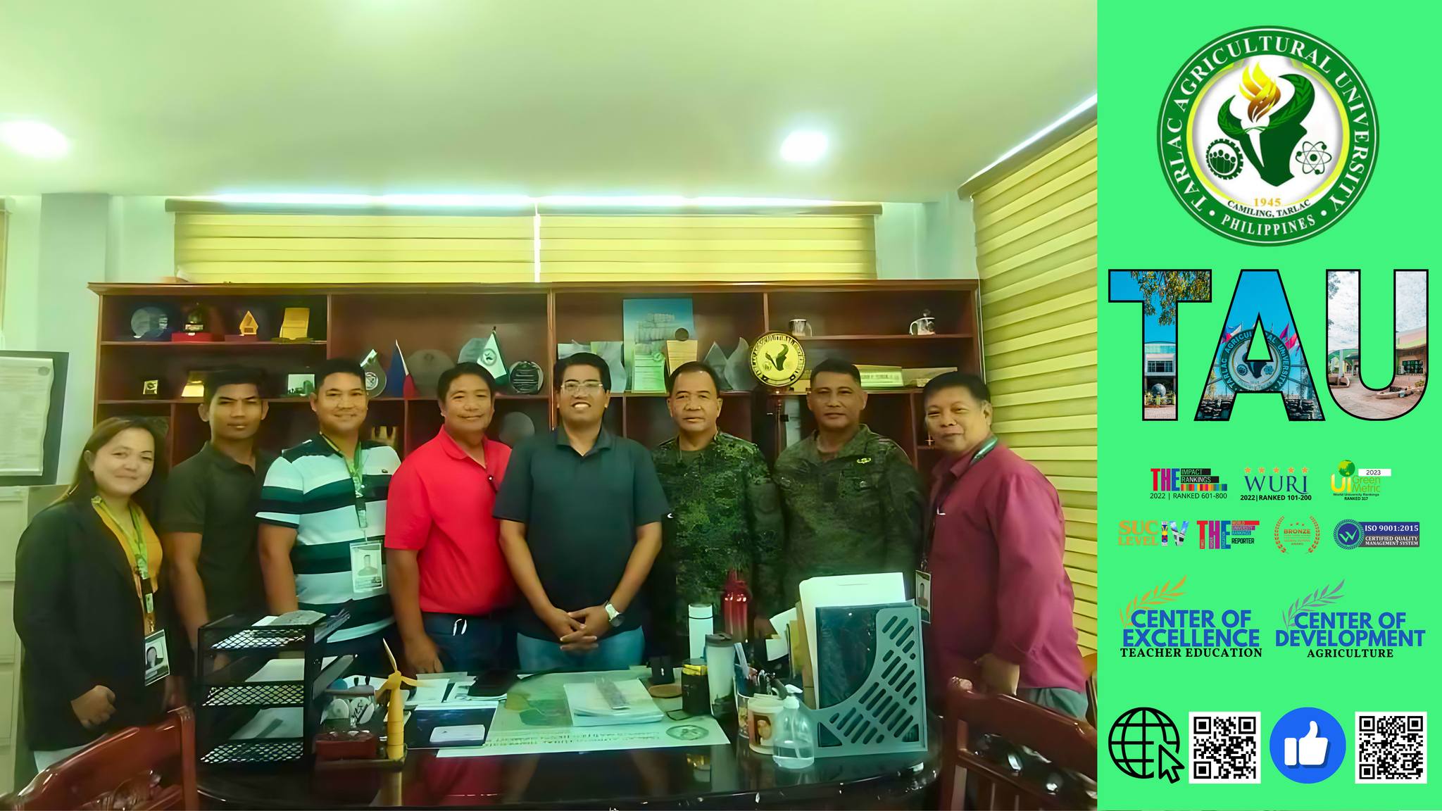 𝐂𝐀𝐏𝐓𝐔𝐑𝐄𝐃 𝐈𝐍 𝐋𝐄𝐍𝐒 | Before the week ends, representatives from three partners of Tarlac Agricultural University (TAU) meet with Dr. Silverio Ramon DC. Salunson, TAU President, on 28 June, to renew their commitment to strengthening their cooperation with the University.