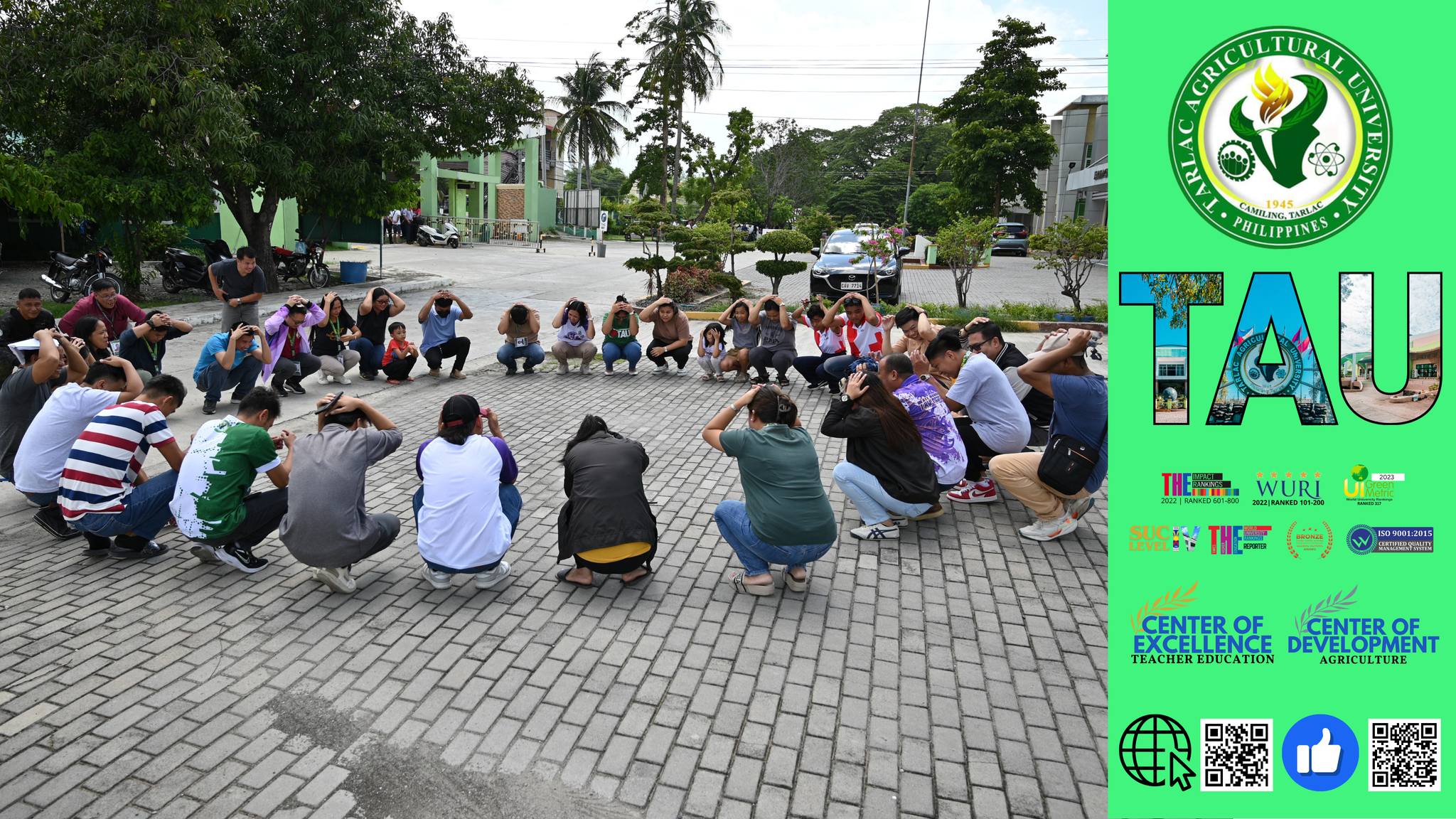 𝐂𝐀𝐏𝐓𝐔𝐑𝐄𝐃 𝐈𝐍 𝐋𝐄𝐍𝐒 | Despite engaging in various activities on a busy Friday, 28 June, the employees, staff, and students of Tarlac Agricultural University (TAU) join the 2nd Quarter Nationwide Simultaneous Earthquake Drill (NSED) 2024, demonstrating their preparedness and commitment to safety.