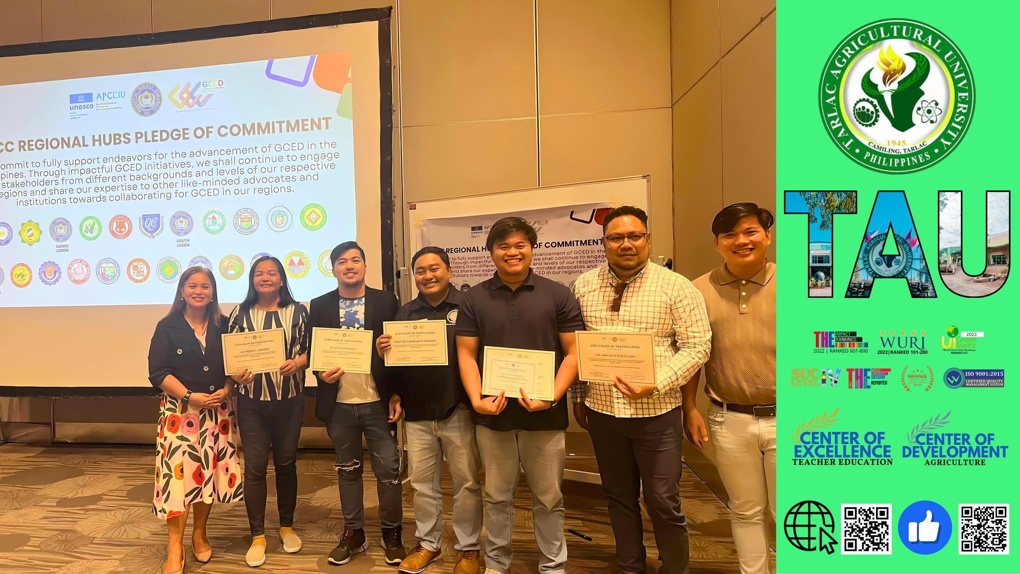 𝐂𝐀𝐏𝐓𝐔𝐑𝐄𝐃 𝐈𝐍 𝐋𝐄𝐍𝐒 | As the first GCEd Cooperation Center (GCC) Regional Hub in Central Luzon, Tarlac Agricultural University (TAU) 