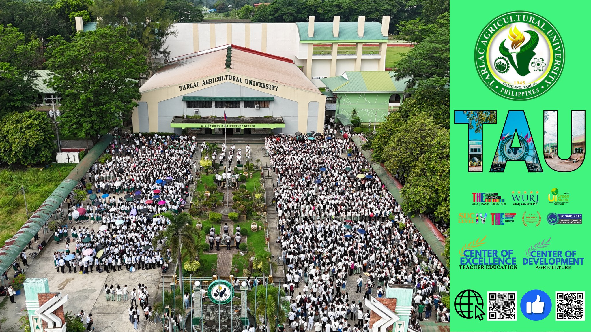 𝐂𝐀𝐏𝐓𝐔𝐑𝐄𝐃 𝐈𝐍 𝐋𝐄𝐍𝐒 | Gathering for the flag-raising ceremony, thousands of students and employees of Tarlac Agricultural University (TAU) flock to the University’s western facade, 19 August