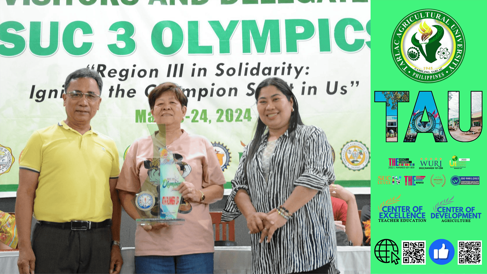 𝐌𝐈𝐋𝐄𝐒𝐓𝐎𝐍𝐄𝐒 | After hauling historic 98 medals, TAU ranks 6th in SUC III Olympics