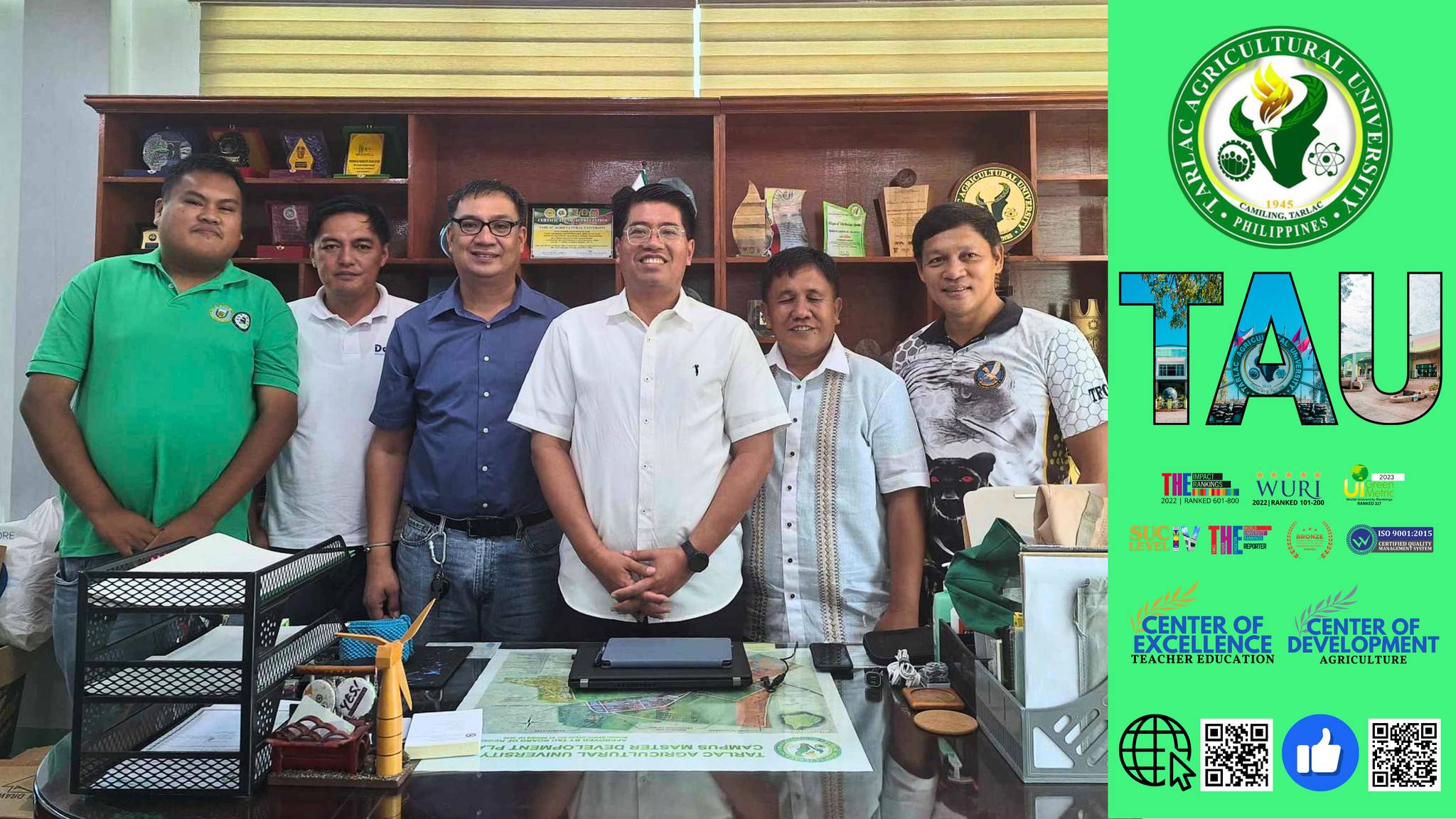 𝐂𝐀𝐏𝐓𝐔𝐑𝐄𝐃 𝐈𝐍 𝐋𝐄𝐍𝐒 | Signifying their full support to the new administration of their Alma Mater, several officials of Tarlac Agricultural University’s (TAU) Federated Alumni Association Inc. (FAAI) pay a courtesy visit to Dr. Silverio Ramon DC. Salunson, 13 June.