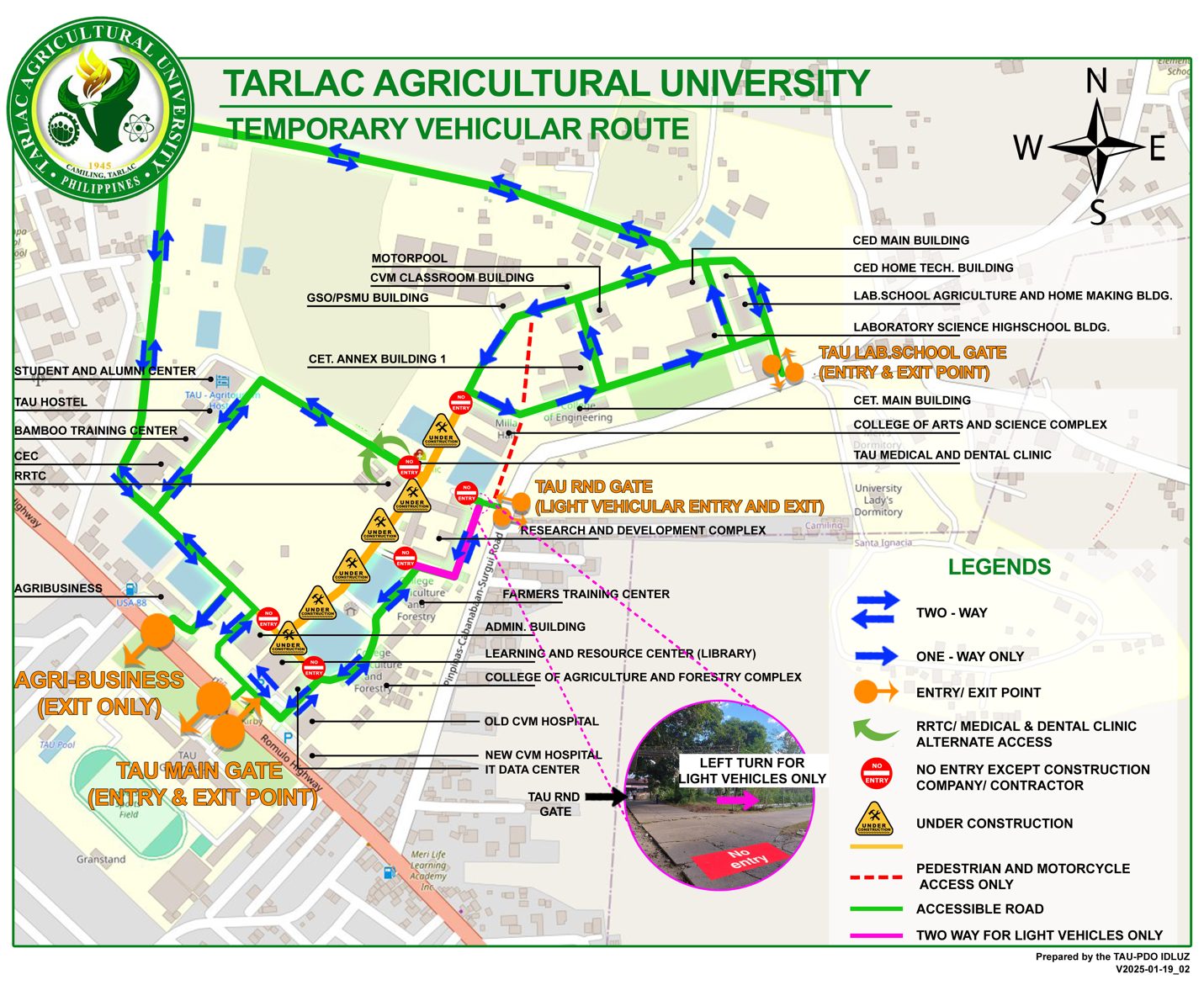 𝐔𝐍𝐈𝐕𝐄𝐑𝐒𝐈𝐓𝐘 𝐁𝐔𝐋𝐋𝐄𝐓𝐈𝐍 | With the ongoing road repairs at the Tarlac Agricultural University (TAU), the administration would like to remind all employees, guests, and students of the updated traffic routes inside the campus