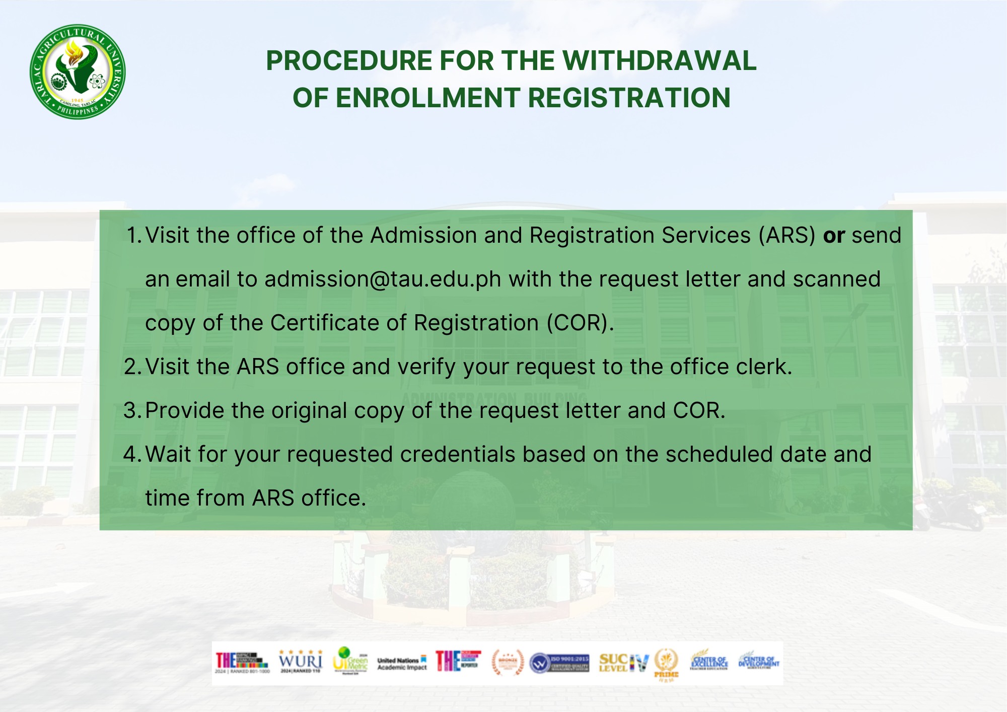 𝐔𝐍𝐈𝐕𝐄𝐑𝐒𝐈𝐓𝐘 𝐁𝐔𝐋𝐋𝐄𝐓𝐈𝐍 | Admission and Registration Services schedule of enrollment and other related activities for the second semester of AY 2024-2025