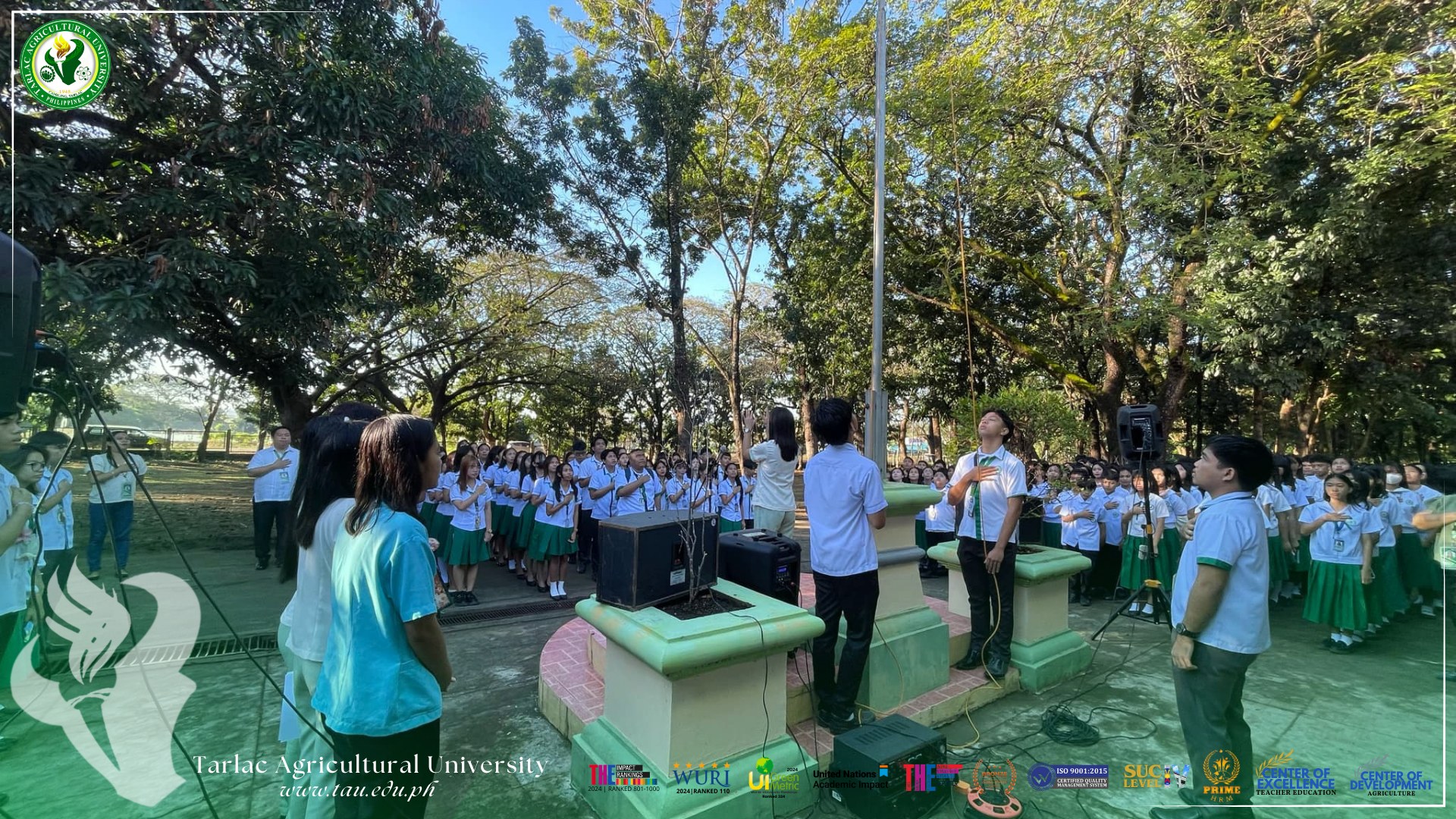 𝐂𝐀𝐏𝐓𝐔𝐑𝐄𝐃 𝐈𝐍 𝐋𝐄𝐍𝐒 | The Tarlac Agricultural University (TAU) community celebrates solidarity and patriotism as it gathers for a simultaneous flag-raising ceremony in various areas of the University on 17 February